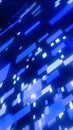 Pixelated blue rectangles float across a dark background, suggesting digital fragmentation or high-speed information Royalty Free Stock Photo