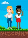 Pixel Character Smiling, Female Friendship Game