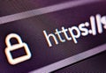 Pixelated closeup view of an internet browser search bar with https text and secure icon Royalty Free Stock Photo