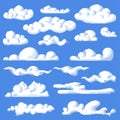 Pixelated clouds for game play setting 8 bits Royalty Free Stock Photo