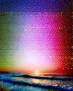 Pixelated colorful horizon sunrise scene. Royalty Free Stock Photo