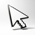 Pixelated Computer Mouse Cursor Arrow on a White Background with Shadow digital Royalty Free Stock Photo