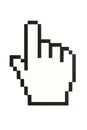 Pixelated computer mouse cursor hand icon pointing upwards isolated on transparent background Royalty Free Stock Photo