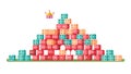 Pixelated Cube Castle: Stacked Colorful Blocks Vector Illustration, vector design Generative AI Royalty Free Stock Photo