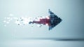 Pixelated cursor arrow moving forward leaving digital footprint on light gray background Royalty Free Stock Photo