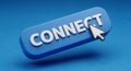 Pixelated cursor hovers near connect text displayed on a threedimensional blue rectangular button Royalty Free Stock Photo