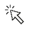 Pixelated Cursor Icon. Retro Style Mouse Pointer with Clicking Effect. Clickable Arrow Design in Vintage Pixel Art Style
