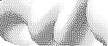 Pixelated curved gradient shape. Dotted dither squiggle texture background. Fluid undulate form for banner, poster