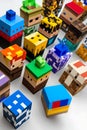 Pixelated 3D figurines inspired by block-based video games, resembling characters Royalty Free Stock Photo