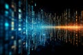 Pixelated data stream and binary code encryption concept on digital interface with glowing dots Royalty Free Stock Photo
