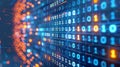 Pixelated data stream, red and blue dots on digital interface, binary code encryption concept. Royalty Free Stock Photo