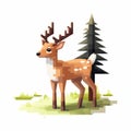 Realistic Pixel Deer Illustration In Vibrant Forest