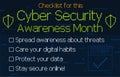 Pixelated Checklist for Use during Cyber Security Awareness Month, Vector Illustration Royalty Free Stock Photo