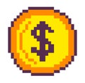 Pixelated dollar coin, arcade game interfaces