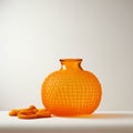 Pixelated Dutch Baroque Orange Vase With Glass Beads And Yarn