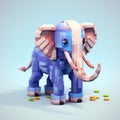 Pixelated Elephant Detailed Voxel Art With Playful Character Design