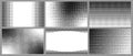 Pixelated gradient bitmap frame background. Y2K aesthetics texture. Black color. Retro game technology rectangle