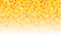A pixelated gradient pattern of orange and yellow squares fading into white at the bottom.