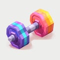 Pixelated Gym Dumbbells: Psychedelic Illustration With Unique Character Design