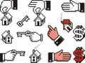 Pixelated Hands with Houses and Keys