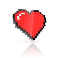 Pixelated heart 3d icon on white background