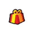 Pixelated image of red christmas gift box with yellow ribbon