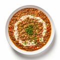 Pixelated Lentil Soup Bowl With Cream And Vegetables