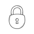 Pixelated locked padlock icon on a black background Royalty Free Stock Photo