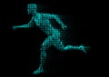 Pixelated male figure running