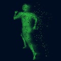 Pixelated male running figure