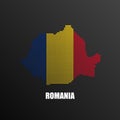 Pixelated map of Romania with national flag