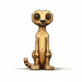 Pixelated Meerkat: A 3d 8-bit Cartoon On White Background