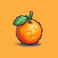 Orange Pixel Fruit Illustration: Anime Aesthetic With 8-bit Style