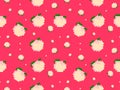 peach cartoon character seamless pattern on pink background.Pixel style Royalty Free Stock Photo