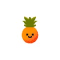 Pixelated pineapple icon with a smiling face. Retro pixel art of a cheerful pineapple with a playful design Royalty Free Stock Photo