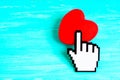 Pixelated Pointer Cursor Clicks Red Heart Shape Royalty Free Stock Photo