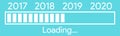 Pixelated progress bar year 2018 to 2019 loading vector illustration