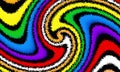 Pixelated psychedelic background. Moire overlapping effect. Vector image. Big spiral image. Glitch texture