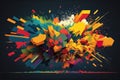 Pixelated Rainbow Explosion Blast of Vibrant Colors and Abstract Shapes