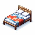 Pixelated Realism: Avab Minecraft Bed Sheet Isometric Vector Illustration