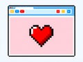 Pixelated red heart displayed on a pink background within a browser window interface Royalty Free Stock Photo