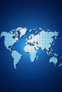 Pixelated World Map on a Dark Blue Gradient Background with Subtle Dot Pattern global earth Royalty Free Stock Photo