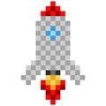 Pixelated rocket toy icon