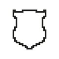 Pixelated Shield Outline Icon. Security and Protection Symbol in Pixel Art Style. Isolated Vector Illustration Royalty Free Stock Photo
