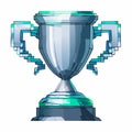 Pixelated Silver Trophy for Gaming Achievement Royalty Free Stock Photo