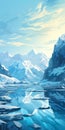 Pixelated Snow Fjord Landscape Illustration In Speedpainting Style Royalty Free Stock Photo