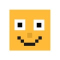 Pixelated and squared angular emoji and emoticon.