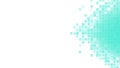 Abstract light teal pixelated pattern fading on a white background in the upper right corner area