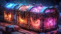 Pixelated Treasure Chests for a Fantasy Loot Game Rewards blur into coveted pixel prizes