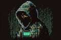 Pixelated unrecognizable hooded cyber criminal Royalty Free Stock Photo